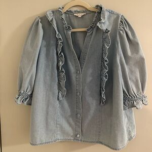 Ruffled Denim Blouse